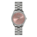 SPORTS LUXE 34MM LDS SS OLIVIA BURTON RND PINK DL. CZ BEZEL SET BW