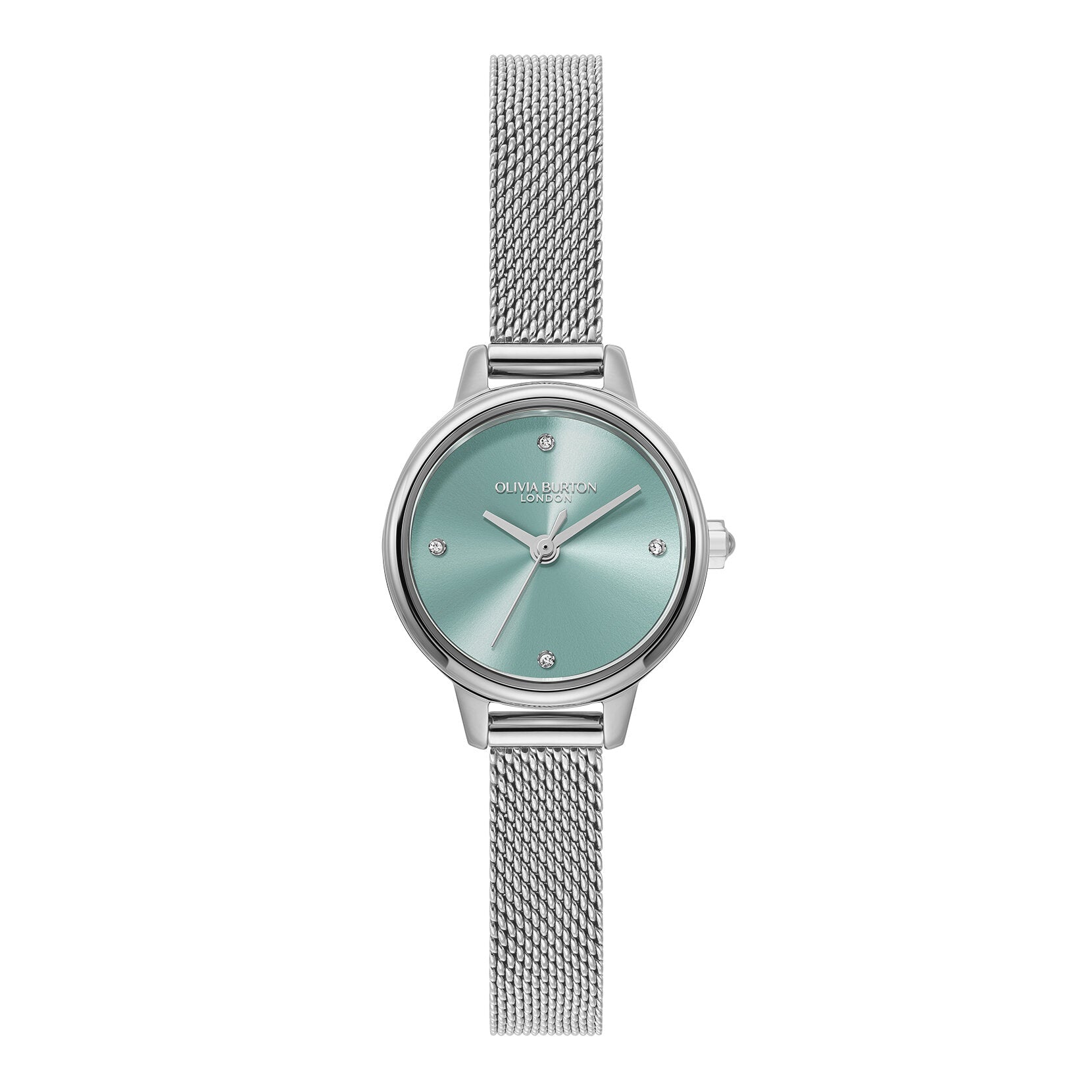 LDS SS OLIVIA BURTON RND TURQUOISE 23MM DL MESH BW