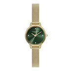LDS GP OLIVIA B RND GRN 23MM DL MESH BRACELET WATCH