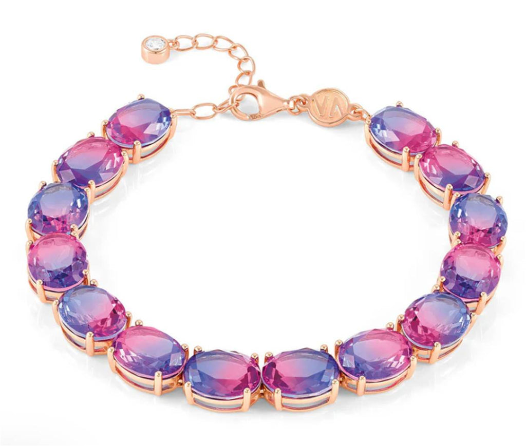 240809/030 NOMINATION RGP SILVER CZ OVL PNK/PUR ST. BRACELET - SYMBIOSI