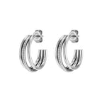OLIVIA BURTON SILVER COLOUR CRYSTAL 3 BAND HOOP ER