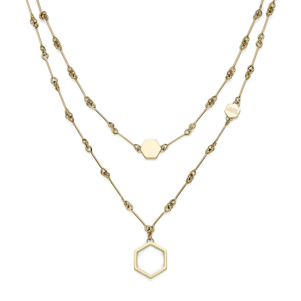 OLIVIA BURTON SS GP OPEN HEX BAR LINK NECKLET