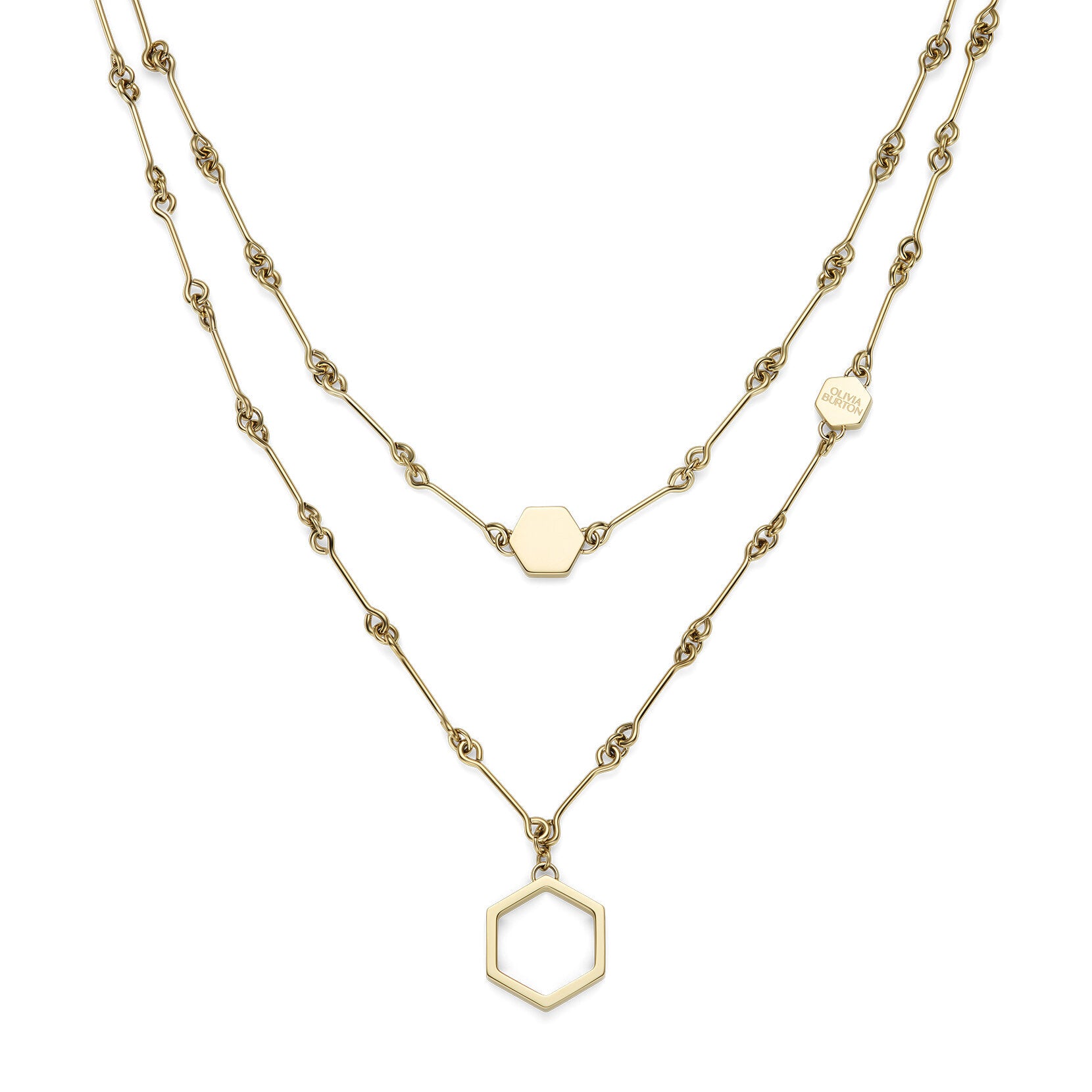 OLIVIA BURTON SS GP OPEN HEX BAR LINK NECKLET