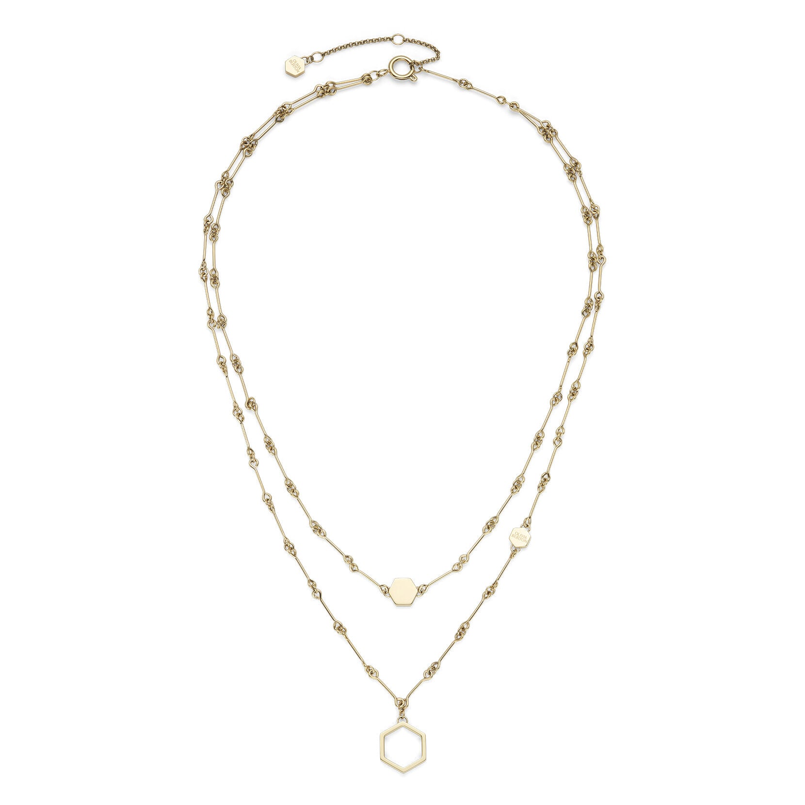 OLIVIA BURTON SS GP OPEN HEX BAR LINK NECKLET