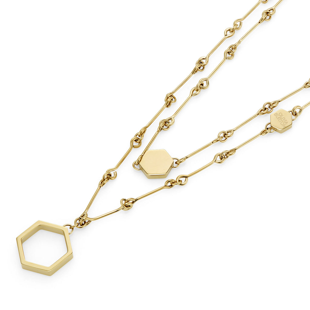 OLIVIA BURTON SS GP OPEN HEX BAR LINK NECKLET