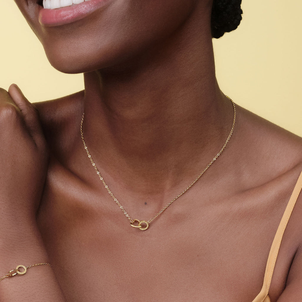 Kindred Interlink Heart Gold Plated Necklace by Olivia Burton