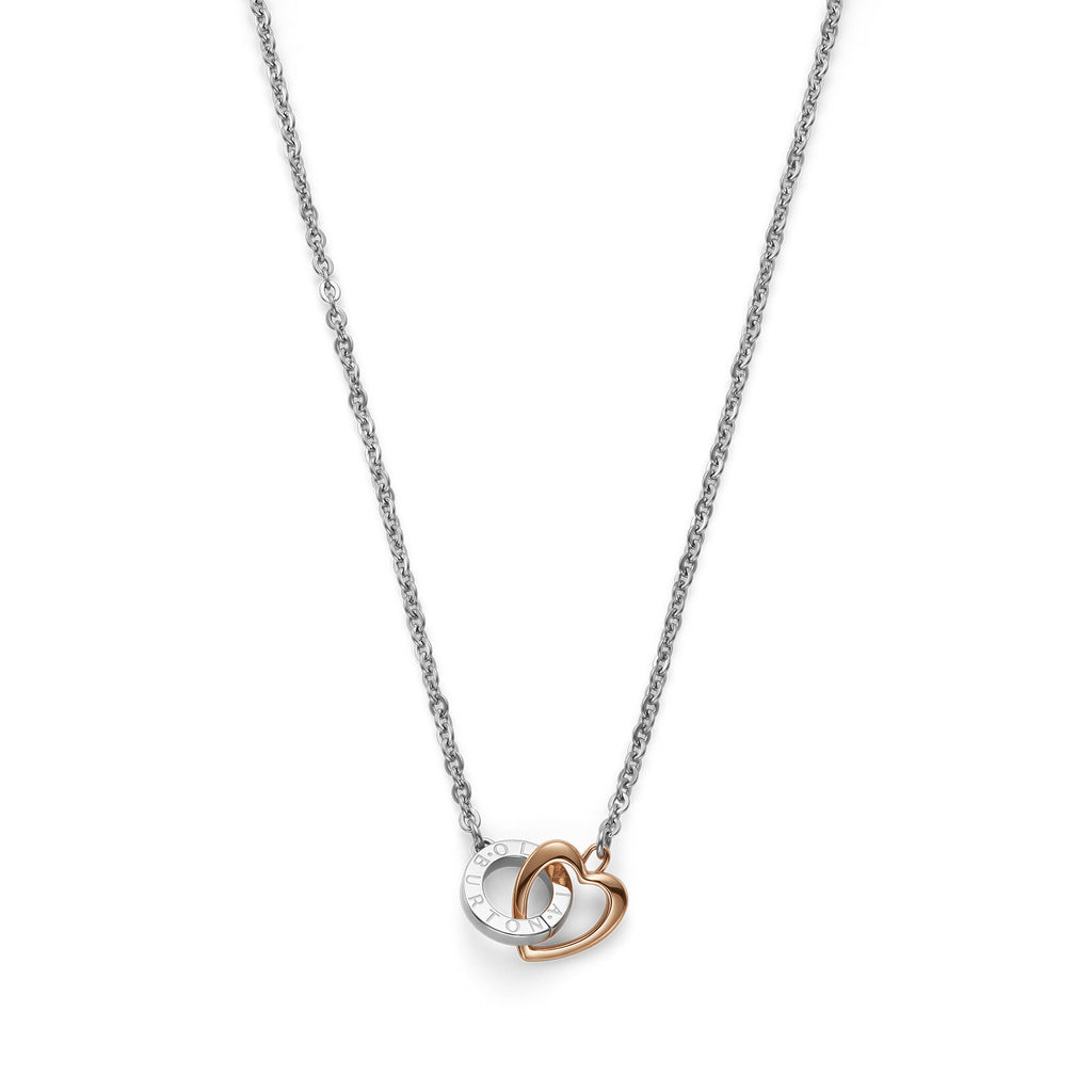 Kindred Interlink Heart Silver & Rose Gold Plated Necklet by Olivia Burton