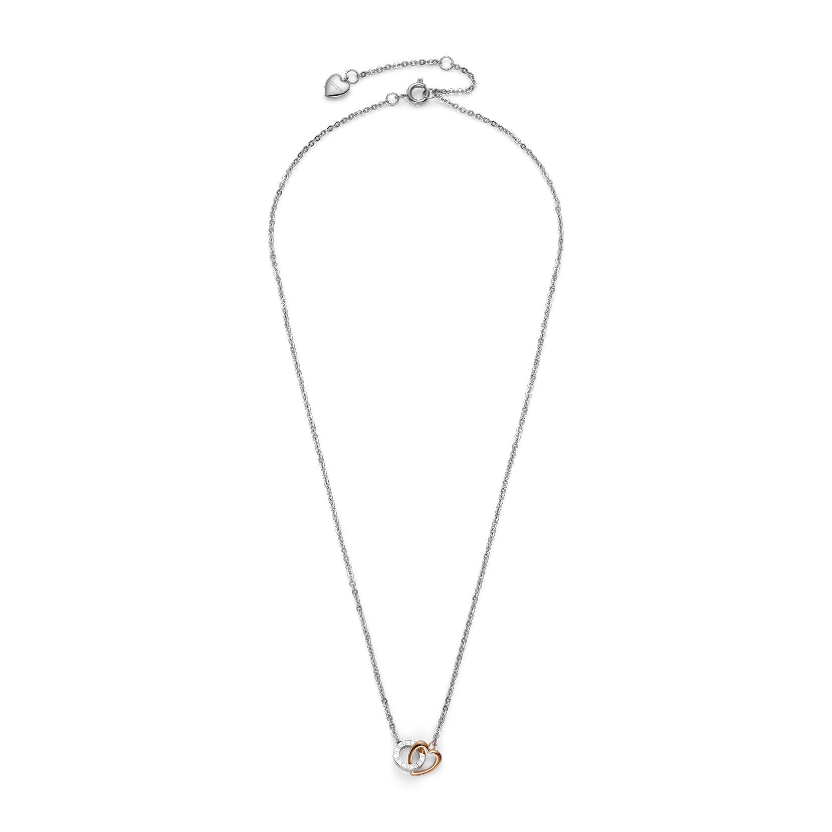 Kindred Interlink Heart Silver & Rose Gold Plated Necklet by Olivia Burton