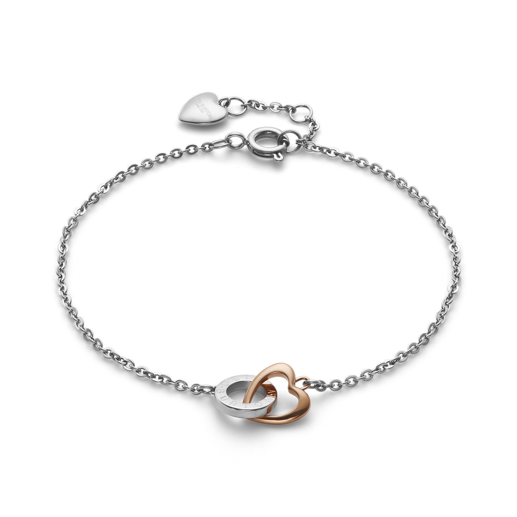 Kindred Interlink Heart Silver & Rose Gold Plated Bracelet by Olivia Burton