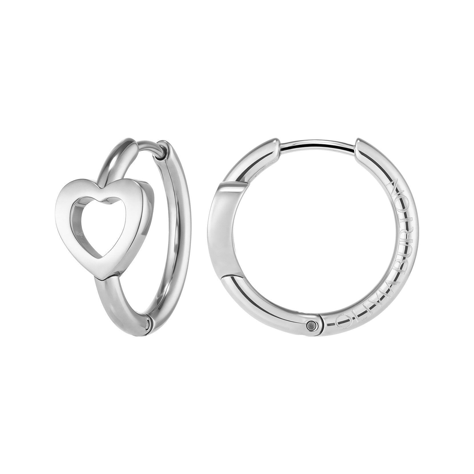 Kindred Interlink Heart Silver Tone Hoop Earrings by Olivia Burton