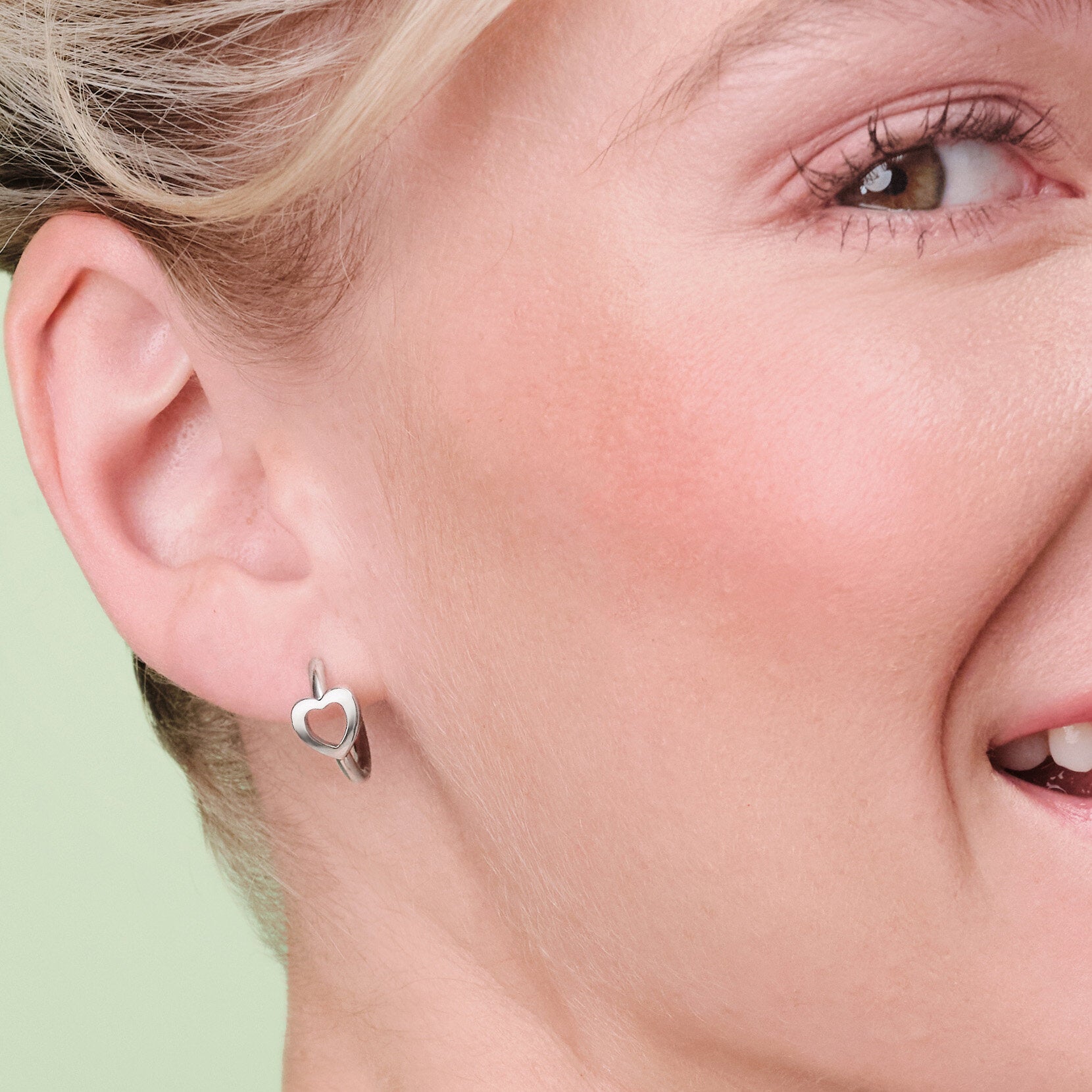 Kindred Interlink Heart Silver Tone Hoop Earrings by Olivia Burton