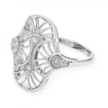 LDS SILV OVAL ART DECO CZ OPENWORK RING
