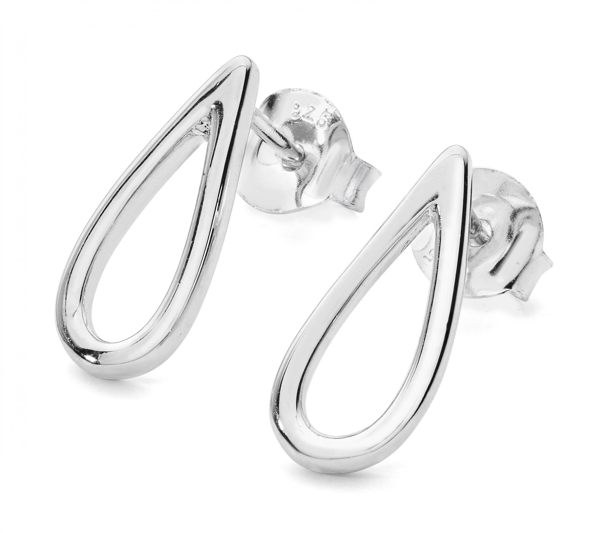 SILVER LADIES PETAL STUD EARRINGS