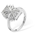 LDS TRIANGULAR ART DECO CZ OPENWORK RING