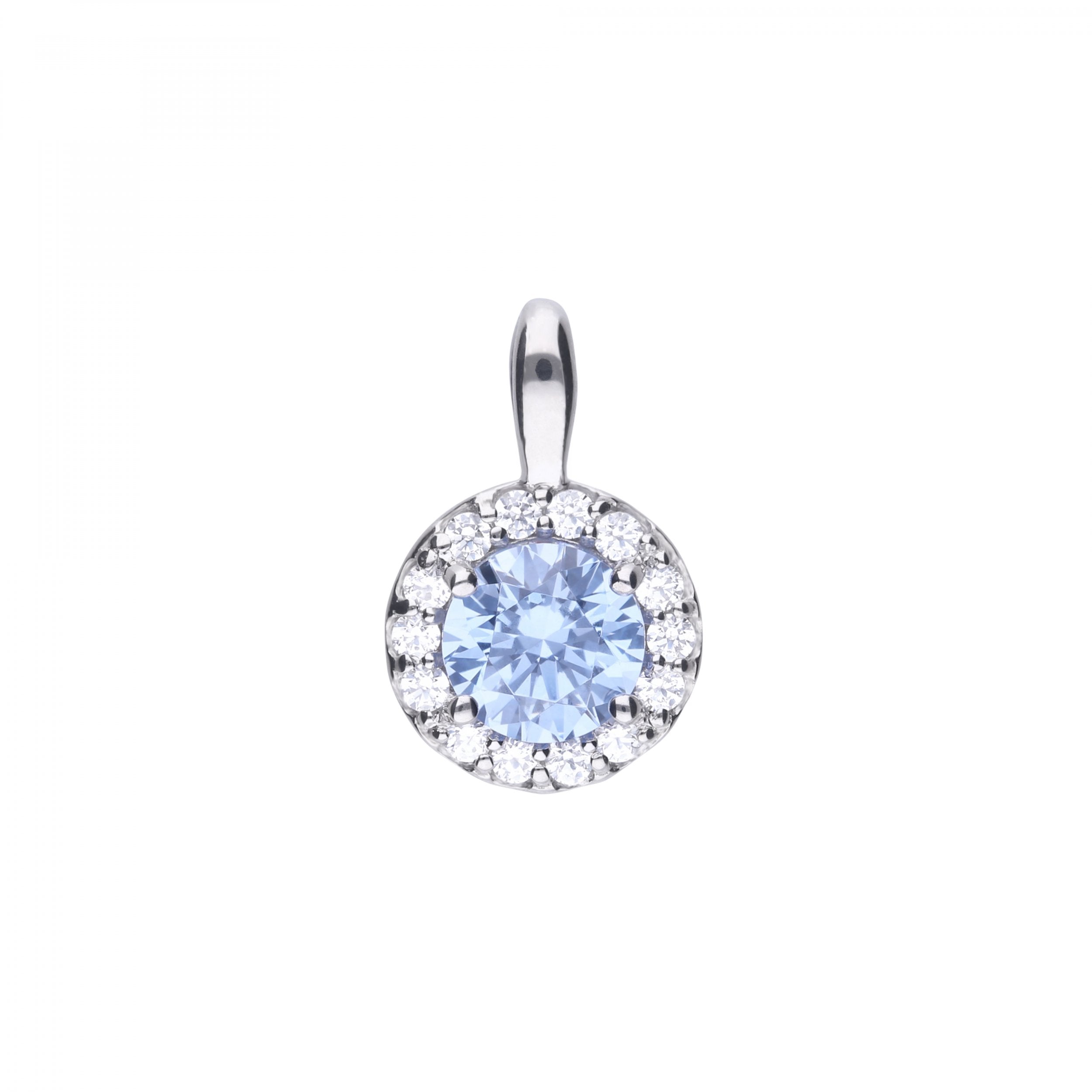 SILV ZIRC DIAMONFIRE P. BLUE HALO CZ PENDANT
