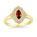 9YG MARQUIS GARNET & DIA (0.15CT) DECO STYLE RING