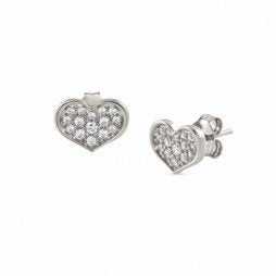 NOM SILV CZ HEART STUD ERS