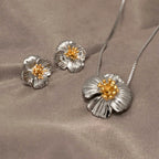 SILVER & GOLD PLTE POPPY - AUGUST FLOWER STUD EARRINGS