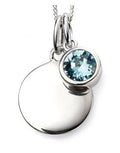 SILV RND AQUA CZ & SILV DISC MARCH PENDANT