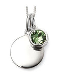 SILV RND PERIDOT CZ & SILV DISC AUG PENDANT