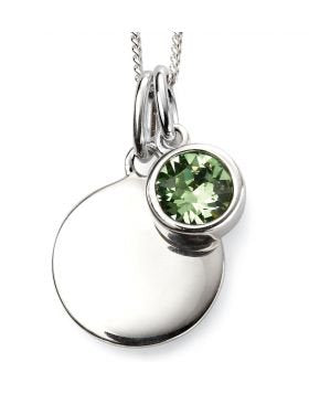 SILV RND PERIDOT CZ & SILV DISC AUG PENDANT
