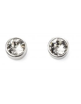 SILV RND CLEAR SWAROVSKI APRIL RUBSET STUD ER