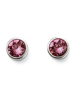 SILV RND ROSE SWAROVSKI OCTOBER RUBSET STUD ER