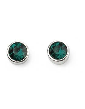 SILV RND EMERALD SWAROVSKI MAY RUBSET STUD ER