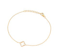 SILVER GOLD COLOUR OPEN CZ CLOVER MODERN VINTAGE LOOK BRACELET