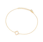 SILVER GOLD COLOUR OPEN CZ CLOVER MODERN VINTAGE LOOK BRACELET