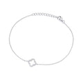 SILVER OPEN CZ CLOVER MODERN VINTAGE LOOK BRACELET