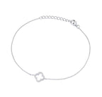 SILVER OPEN CZ CLOVER MODERN VINTAGE LOOK BRACELET
