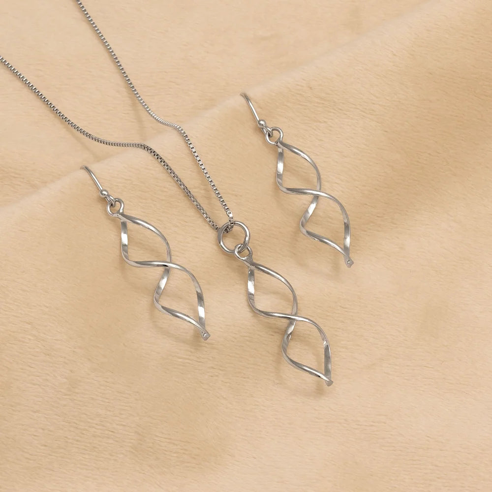 SILVER LONGER OPEN TWISTING PENDANT & CHAIN | 35640