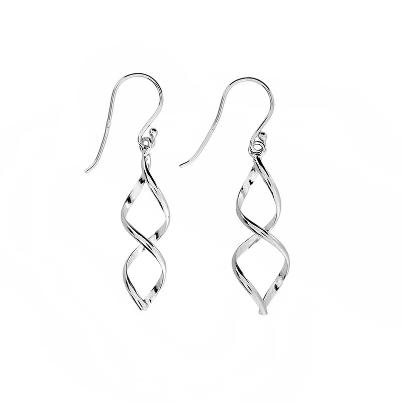 SILVER LONGER OPEN TWISTING EARRINGS | 30533