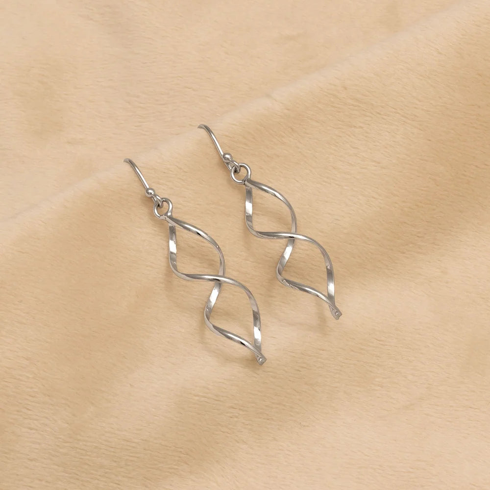 SILVER LONGER OPEN TWISTING EARRINGS | 30533