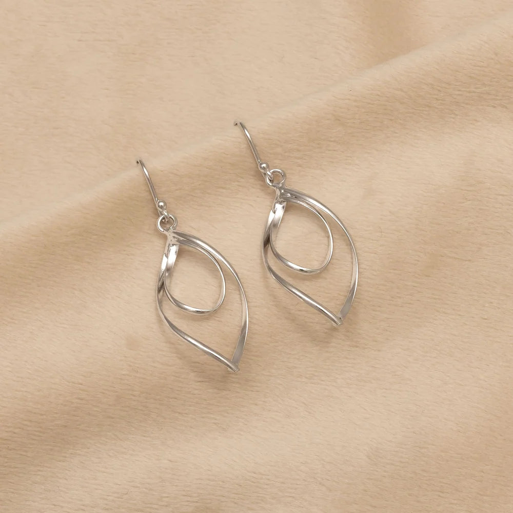 SILVER LONGER OPEN TWIST LOOPS EARRINGS | 30534