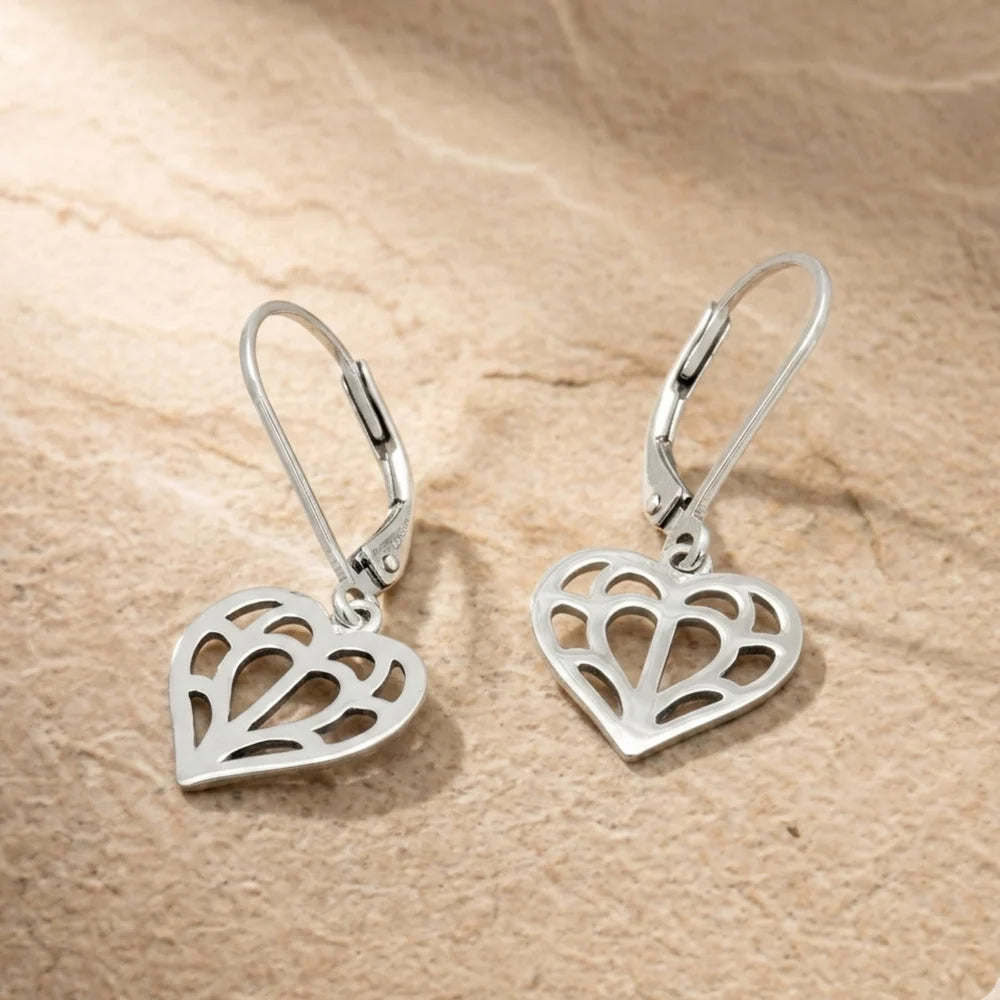 SILVER SMALL HEART OF YORKSHIRE HEART DROP EARRING