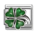 Nomination Silver Enamel Green Clover Charm