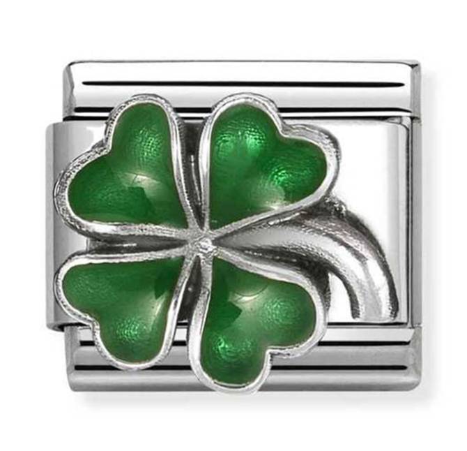 Nomination Silver Enamel Green Clover Charm