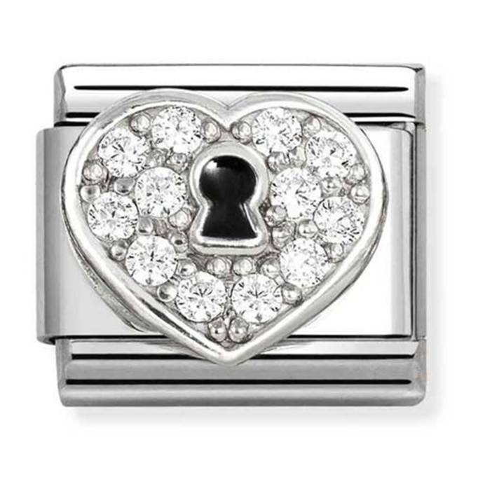 330328/09 NOM SS CZ SILV SH PAVE SET PADLOCK