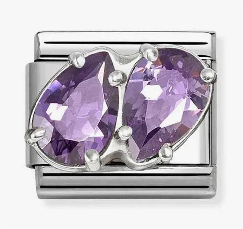 NOM SS CZ SILV SHINE PURPLE DROPS