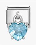 331812/15 NOM BLUE HEART CZ DANGLE - CHARMS