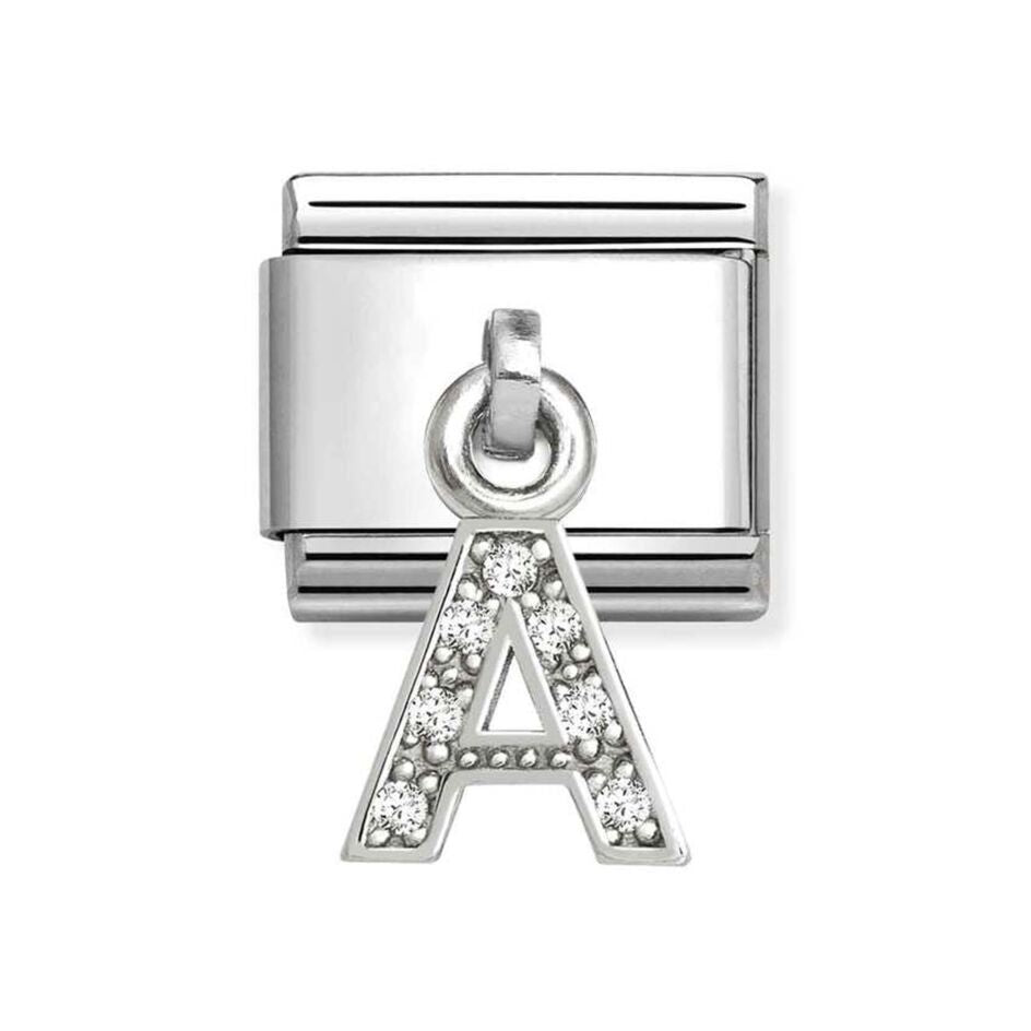 331818/01 Nomination Silver Shine CZ A Drop Initial