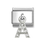 331818/01 Nomination Silver Shine CZ A Drop Initial