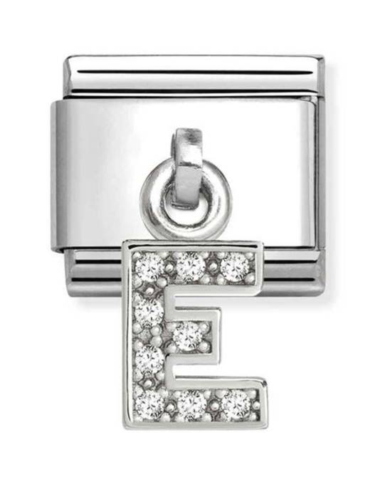 Nomination Silver Shine CZ Drop Initial E