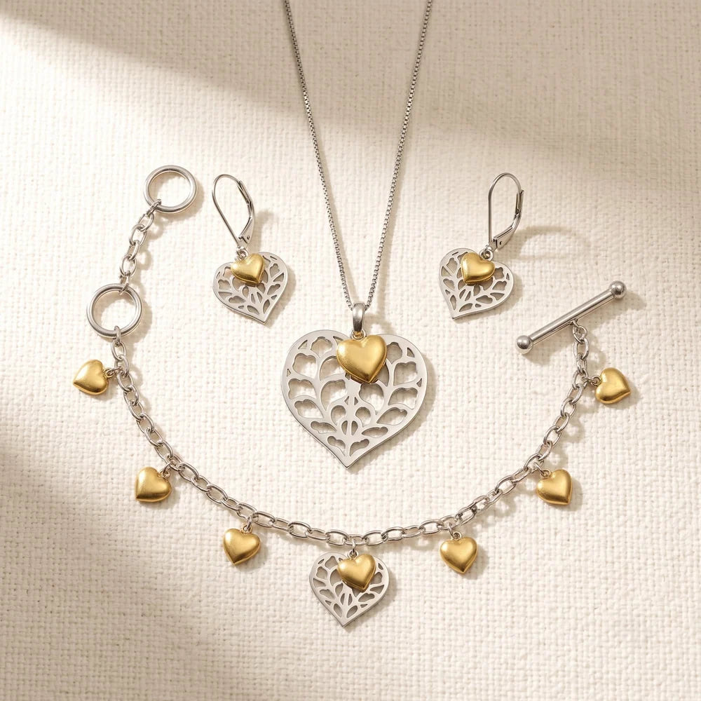 SILVER LARGE HEART OF YORKSHIRE GP DOUBLE DROP EARRINGS | 33840