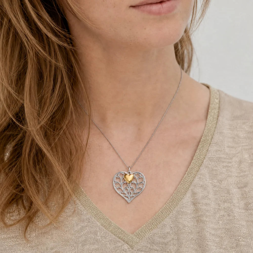 SILVER HEART OF YORKSHIRE GP SML DBLE PENDANT