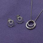 SILVER PAVE CIRCLES PENDANT & CHAIN | 34297