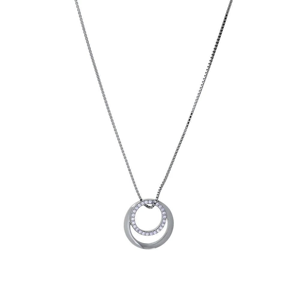 SILVER PAVE CIRCLES PENDANT & CHAIN | 34297