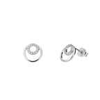 SILVER PAVE CIRCLES STUD EARRINGS | 34582